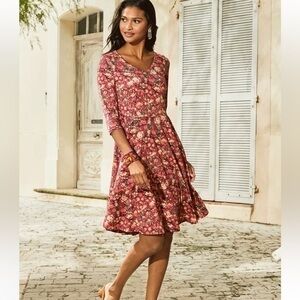Peruvian Connection Dress Vintage Rose Mini Ling Sleeve in Hibiscus Pink Floral